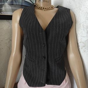Women's Black Pinstripe Vest